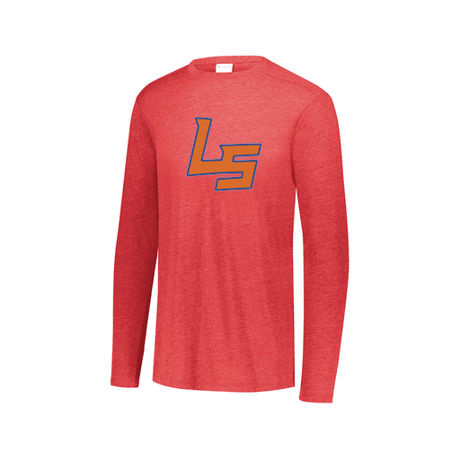 [FTLCUBRD-AXS-LOGO1] Decker Men's Tri-Blend T-Shirt - Long Sleeve (Adult XS, Red, Logo 1)