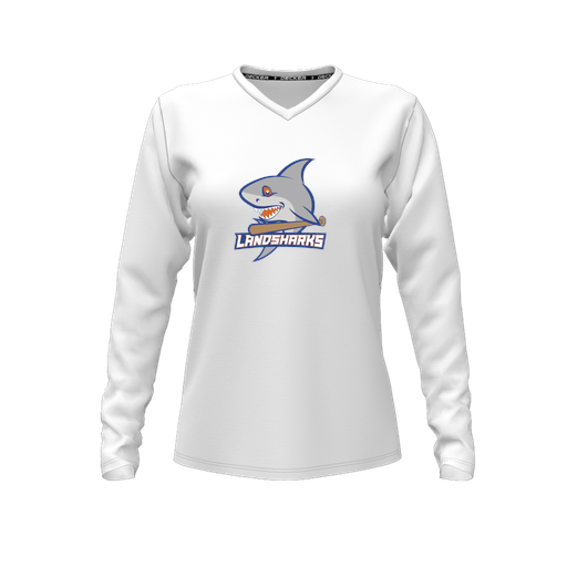 [FTLVCFWH-FYXS-LOGO3] Decker Comfort T-Shirt (Female Youth XS, White, V Neck, Logo 3, Long Sleeve)