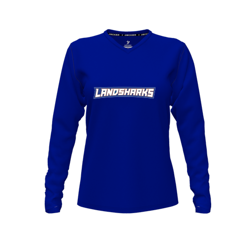 [CUS-DFW-TEES-CMF-VNK-LSL-RYL-FYXS-LOGO2] Comfort T-Shirt (Female Youth XS, Royal, V Neck, Logo 2, Long Sleeve)