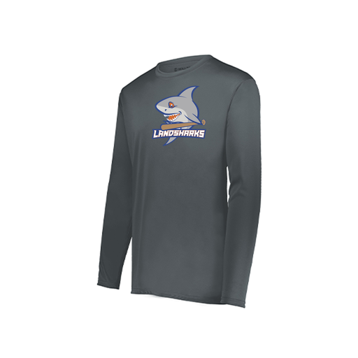[222823.059.S-LOGO3] Youth LS Smooth Sport Shirt (Youth S, Gray, Logo 3)