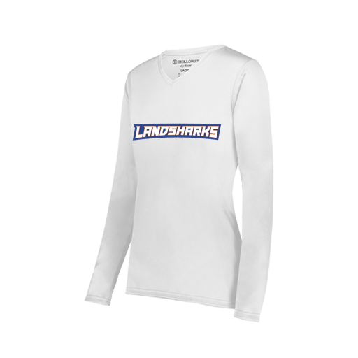 [222824.005.S-LOGO2] Ladies LS Smooth Sport Shirt (Female Adult S, White, Logo 2)